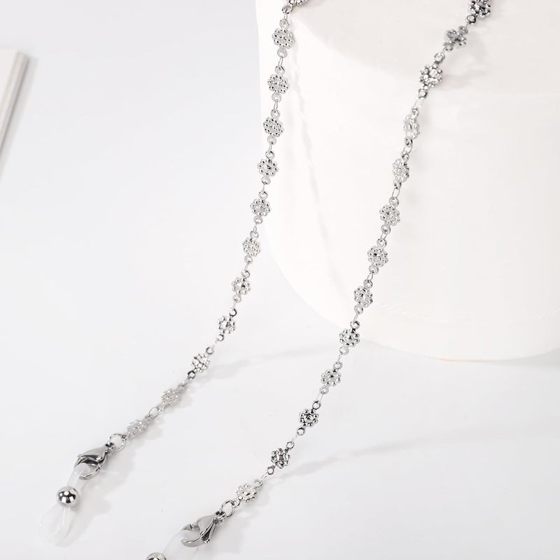 Hongeely Eyeglass Chain Silver Stainless Steel Handmade Necklace for Reading Glasses Sunglass Beaded Chains for Men Women - Image 4